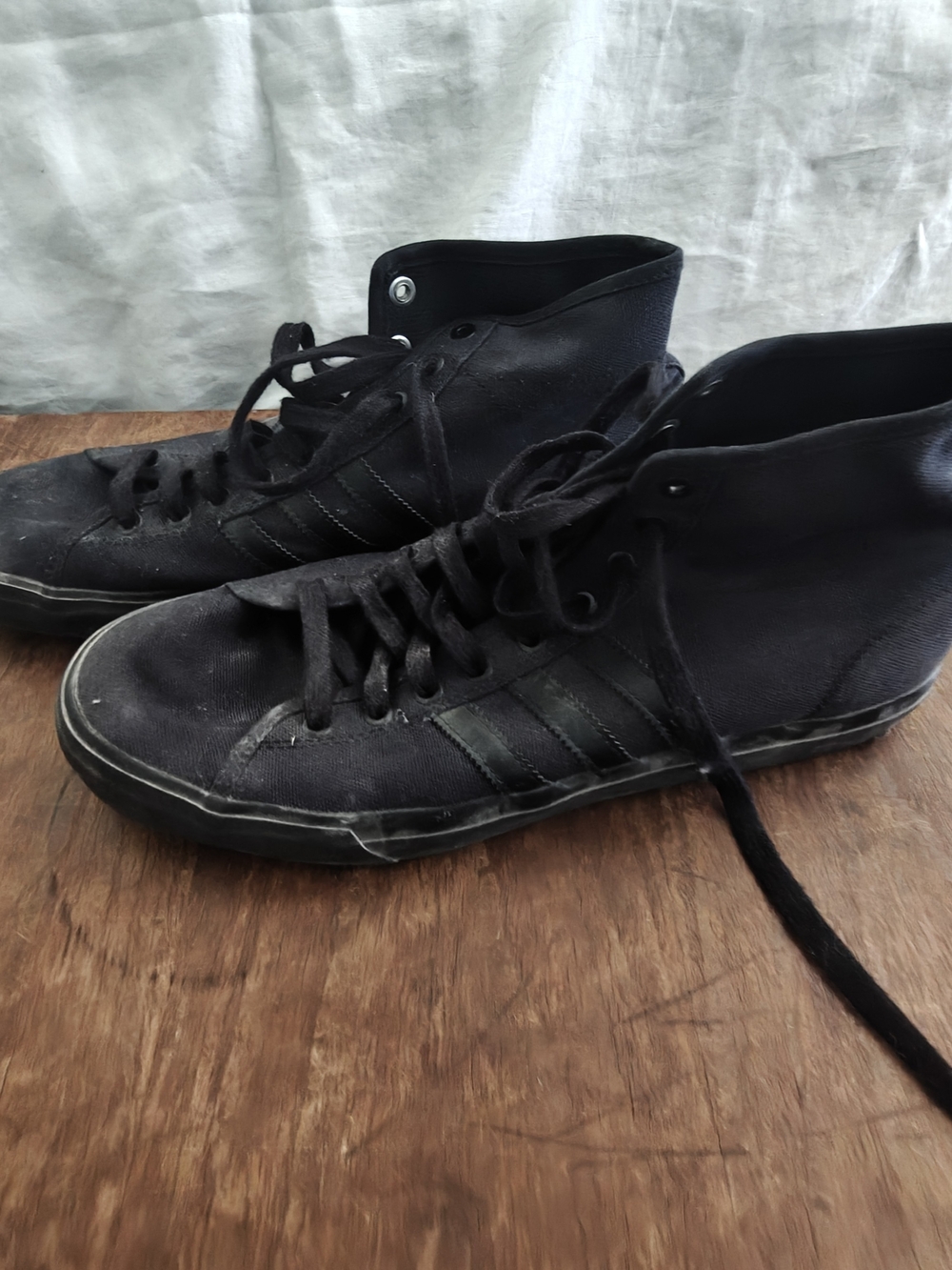 size 13 Adidas Matchcourt Black high tops